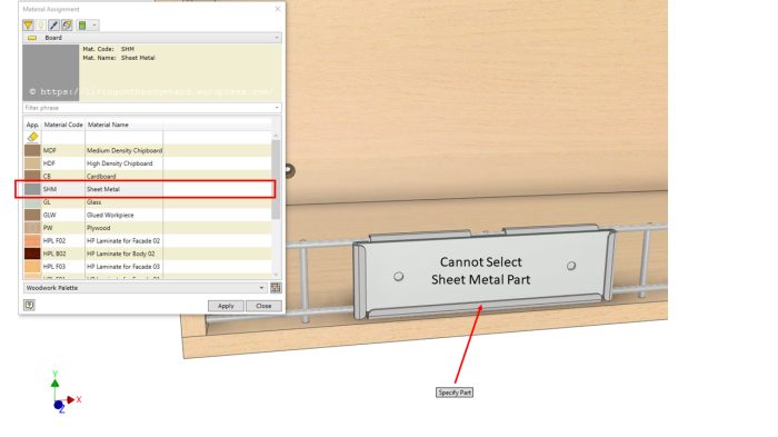 Cannot Select Sheet Metal Part Woodwork for Inventor